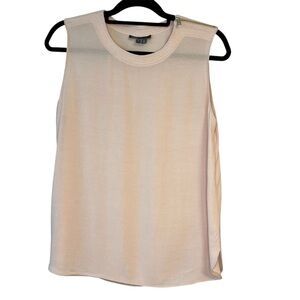 Vince Light Pink Sleeveless Tulip Hem Blouse With Zipper Detail Minimalist